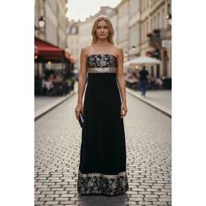 VTG Jessica‎ McClintock Gown Black Velvet Gothic Glam 90s Whimsigoth Size 6 Y2K